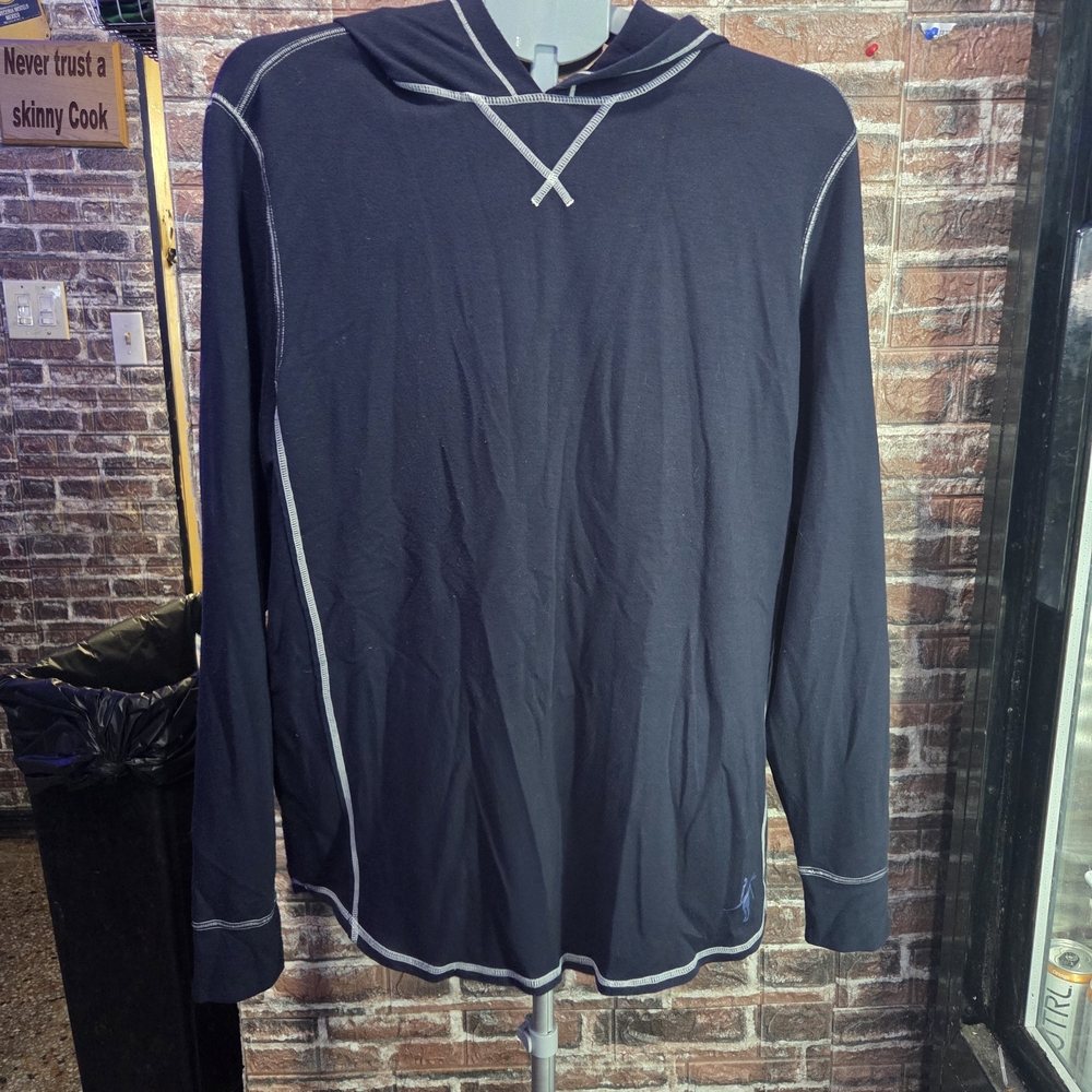Men's Blue Long-Sleeve Hooded Pullover Sweatshirt
